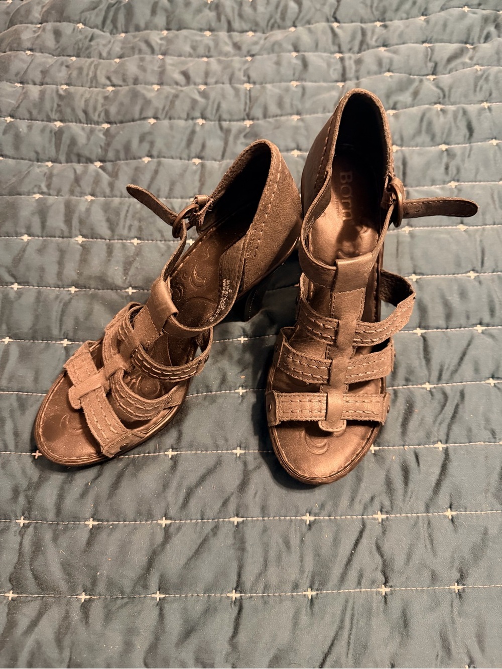 Born Brown Strappy Wedge Sandals